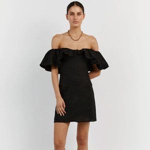 DISSH ISABELLE BLACK LINEN MINI DRESS NWT